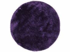 Tapis brilliant shaggy - à longs poils - épais - violet foncé 140x140 cm
