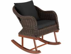 Tectake fauteuil à bascule en rotin rovigo 150 kg - marron 404830