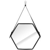 The Home Deco Factory - miroir hexagonal ebi couleur noir homede