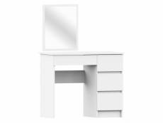 Tilly - coiffeuse style moderne chambre à coucher - 142x90x50 - 4 grands tiroirs - bureau - blanc