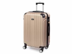Valise moyenne taille 65cm, valise de voyage, rigide e légère abs valise de voyage à roulettes valises, 4 doubles roues, 42x26x65cm, champagne