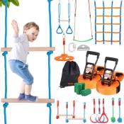 Vevor - Parcours Ninja pour Enfants Kit Slackline et Parcours d'Obstacles 2x15,24 m Charge 226,8 kg 12 Obstacles Equipement de Jeu Exterieur avec