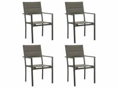 Vidaxl chaises de jardin 4 pcs textilène et acier gris et anthracite