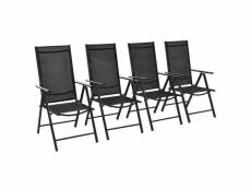 Vidaxl chaises pliables de jardin 4 pcs aluminium et textilène noir 41731