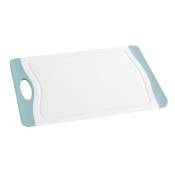 WENKO Planche à découper Easy S, planche à découper avec surface antibactérienne, Plastique, 28.5x20 cm, blanc - bleu clair