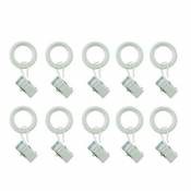10 anneaux clip pour barre à rideau Anafi GoodHome ⌀16/19 mm blanc