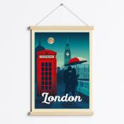 Affiche Londres Royaume-Uni + Cadre Magnétique (Bois) 50x70 cm