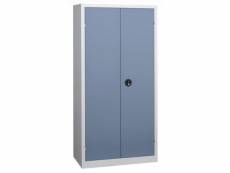 Armoire de bureau 2 portes gris et bleu katu h 198