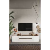 Azura Home Design - Meuble tv fantasy Blanc laqué/chêne mercure 205 cm