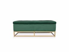 Banquette coffre angele velours vert pieds or