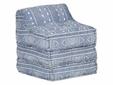 Coussin de sol pouf modulaire chaise longue en tissu indigo 60x70x76 cm dec021312