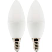 Elexity - Lot de 2 ampoules led flamme 5,2W E14 470lm 2700K (Blanc chaud) - Blanc