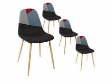 Filla - lot de 4 chaises tricolores et motif pied de poule