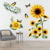 Grand tournesol papillon stickers muraux jardin fleur