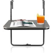 Hengda - Table de Balcon Suspendue Pliable avec Hauteur 73/78,5/84CM, Table Rabattable en Hips et Métal avec Revêtement Anti-Rouille, Gris - Gris