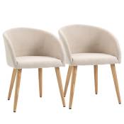 HOMCOM Ensemble de 2 chaises de salle à manger chaise scandinave tissu aspect lin 100 % polyester Dim. 55L x 58P x 74H cm beige Aosom France