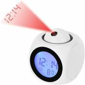 Horloge Digitale de Projection Silencieux led Reveille-Matin 12/24h Réveil Projection Plafond Commande Vocale Affichage Temps Température Alarme