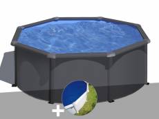Kit piscine acier gris anthracite gré louko ronde