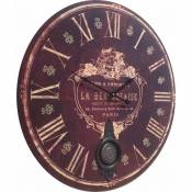 L'Héritier Du Temps Horloge Murale Pendule Ronde de Cuisine ou Salon en Bois et Papier La Beaujolaise 4x58x58cm