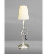 Lampe de Table Paola 1 Ampoule E14, argent peint avec Abat jour crème & noir Gla