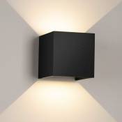 LED Applique Murale Moderne 12W Veilleuse Up Down pour Chambre Couloir Luminaire Blanche Chaude Noir - Noir