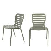 Lot de 2 chaises de jardin en métal vert de gris