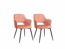 Lot de 2 chaises rose en suédine et simili pieds métal noir - lilou 66087557lot2