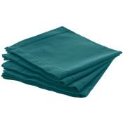 Lot de 4 serviettes de table Chambray bleu canard 40x40cm