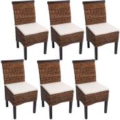 Lot de 6 chaises M45, banane tressée, 47x54x93cm pieds foncés, avec coussin - brown