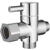 Memkey - Vanne 3 Voies en Laiton Massif 3/8'-12/17 t Adaptateur Vanne de Derivation pour Toilette wc, Chromé, DSF007D