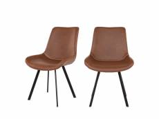 Memphis - lot de 2 chaises en simili et métal - couleur - marron