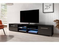 Meuble banc TV - 200 cm - Noir mat / Noir brillant