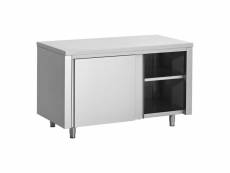 Meuble bas inox central portes coulissantes - l2g - - inox1000coulissante x600x850mm