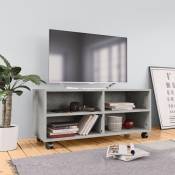 Meuble tv avec roulettes Gris cement 90 x 35 x 35 cm