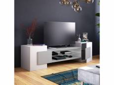 Meuble tv - Gaelin - 160 cm - blanc mat / gris mat