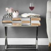 Meubler Design - Table De Chevet En Verre Miroir 3d - Or, Miroir, Verre, Chrome, Miroir, Rectangulaire, Style Contemporain, 54.5 x 40 x 60 cm - Or /