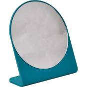 Miroir forme ronde 1 face avec base - bleu canard Tendance