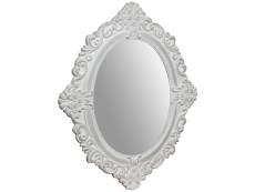 Miroir, miroir mural ovale, à accrocher au mur horizontal vertical, shabby chic, maquillage, salle de bain, cadre au fini blanc antique, l50xp2xh58 cm