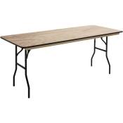 Oviala - Table pliante 180 cm en bois - Marron