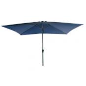 Parasol Rectangulaire Bleu 2X3M Aluminium Et Polyester Avec Manivelle - Parasol droit - Mobilier de jardin - Bleu