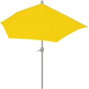 Parasol semi-circulaire Parla - demi-parasol balcon - uv 50+ polyester/alu 3kg - 300cm jaune sans support