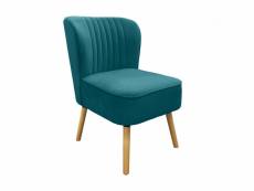 Petit fauteuil bas velours bleu canard inspiration