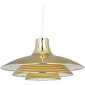 Relaxdays - Lampe à suspension, plafonnier moderne, abat-jour métal, HxD : 102 x 36 cm, E27, cuisine chambre salon, doré