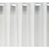 Rideau effet lin translucide avec oeillets ou ruban fronceur, taille xxl , Ruban Blanc, 200 x 300cm - Ruban Blanc