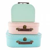 Sass & Belle Set de 3 boîtes en forme de valise vintage