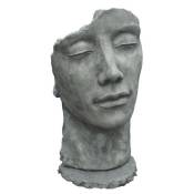 Statue visage homme extérieur grand format - Gris