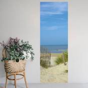 Sticker mural décoratif pour porte intérieure - Photo des dunes devant la mer - 175 cm x 60 cm - Décoration intérieure unique et originale - Bleu