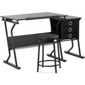 Table à Dessin Architecte Planche Inclinable 90x60cm + Petite Table + Tabouret
