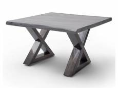 Table basse en bois d'acacia massif gris / acier antique - l.75 x h.45 x p.75 cm -pegane- PEGANE