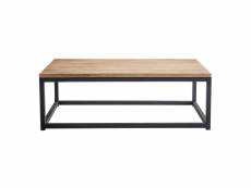 Table basse rectangulaire bois clair manguier massif et métal noir l120 cm factory